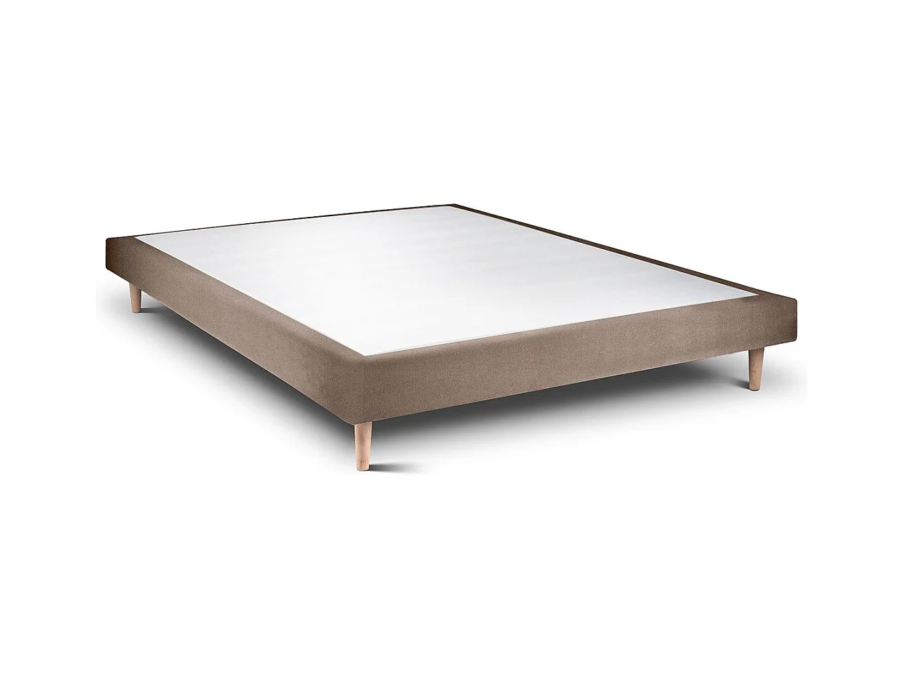 Sommier Tapissier Velours Taupe 150x200 H29cm