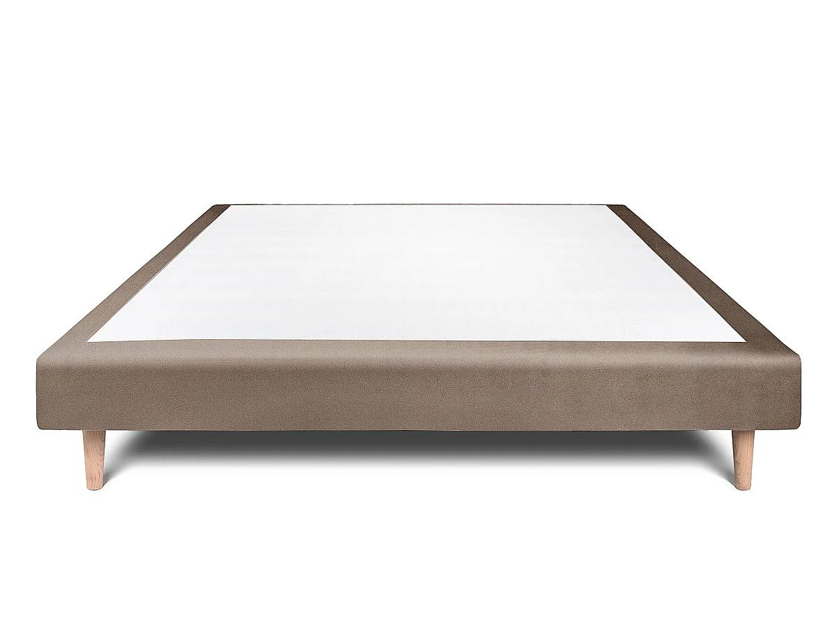 Sommier Tapissier Velours Taupe 150x200 H29cm