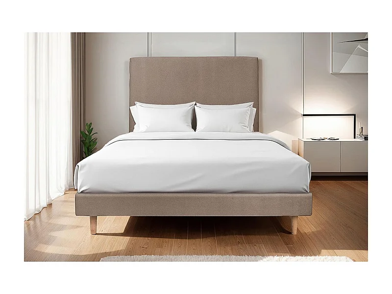 Sommier Tapissier Velours Taupe 150x200 H29cm