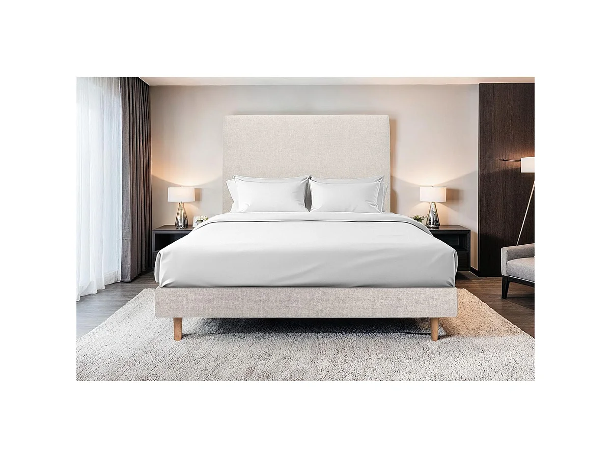 Sommier Tapissier Tissu Beige clair 140x190 H29cm
