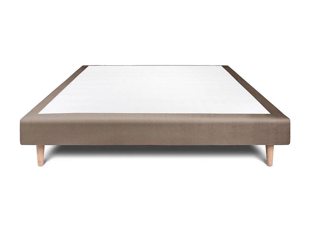 Sommier Tapissier Velours Taupe 140x200 H29cm