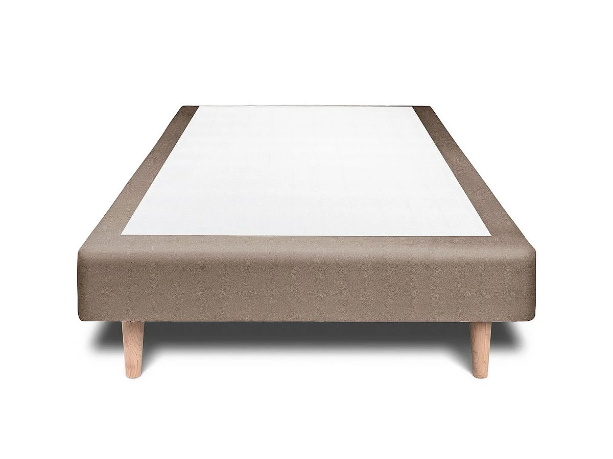 Sommier Tapissier Velours Taupe 100x200 H29cm