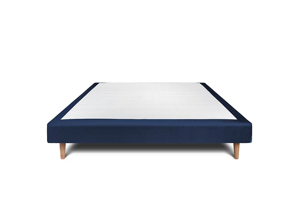 Sommier Tapissier Velours Bleu 150x190 H29cm