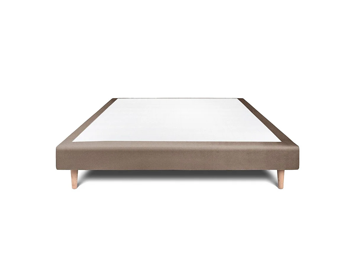 Sommier Tapissier Velours Taupe 160x200 H29cm