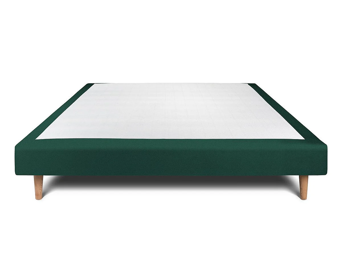 Sommier Tapissier Velours Vert 150x190 H29cm