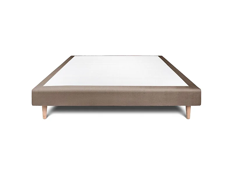 Sommier Tapissier Velours Taupe 150x190 H29cm