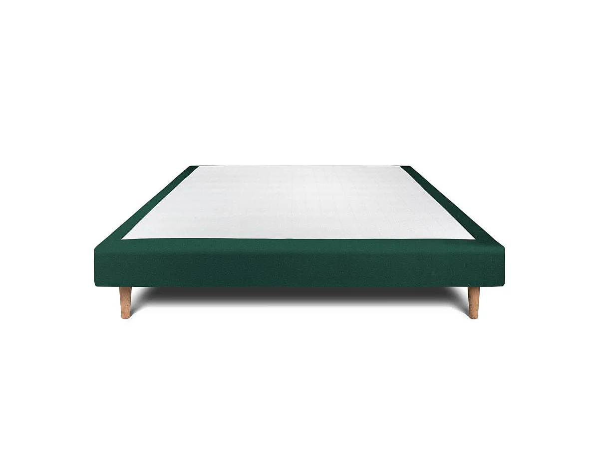 Sommier Tapissier Velours Vert 135x190 H29cm