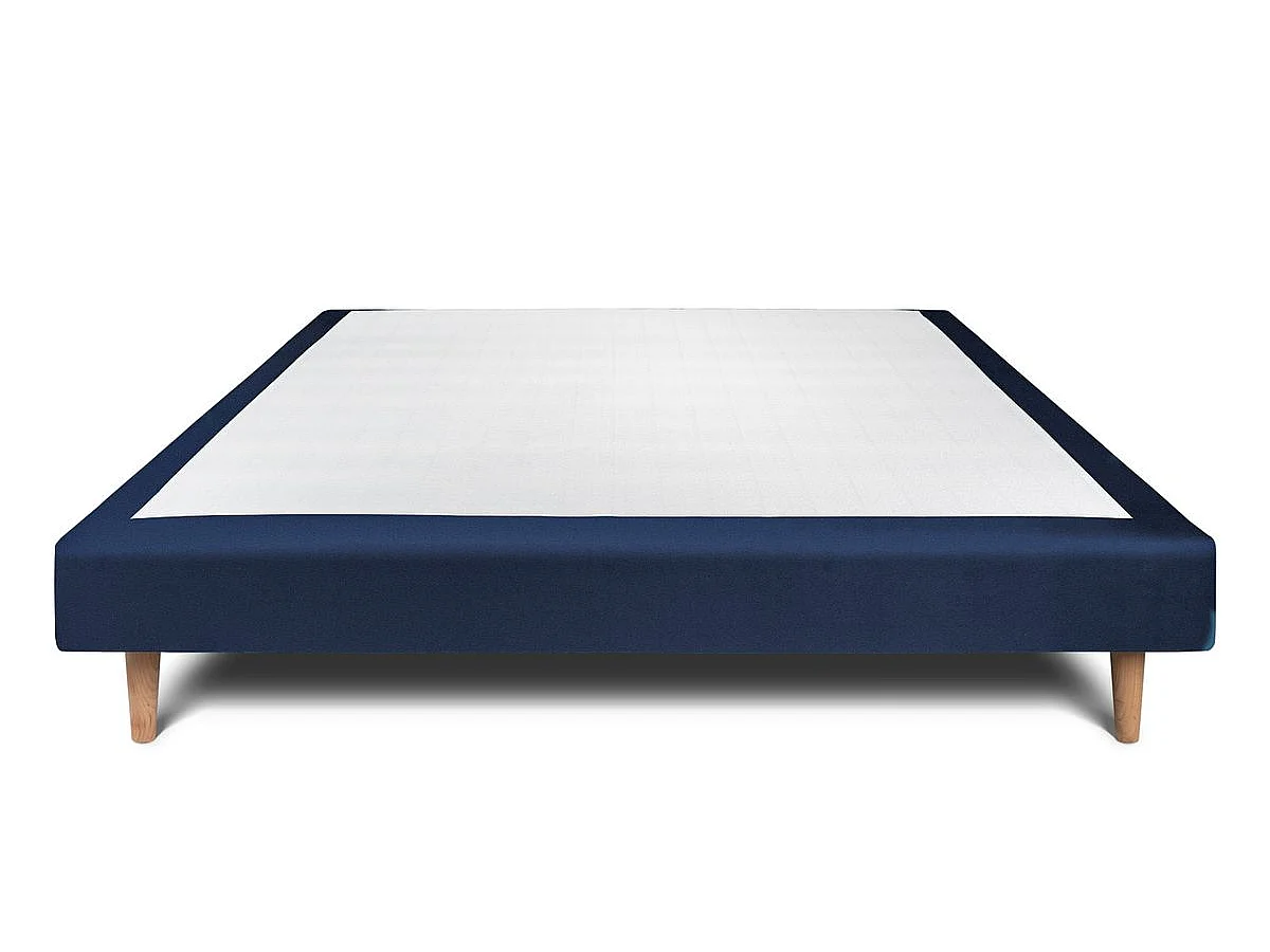 Sommier Tapissier Velours Bleu 160x200 H29cm