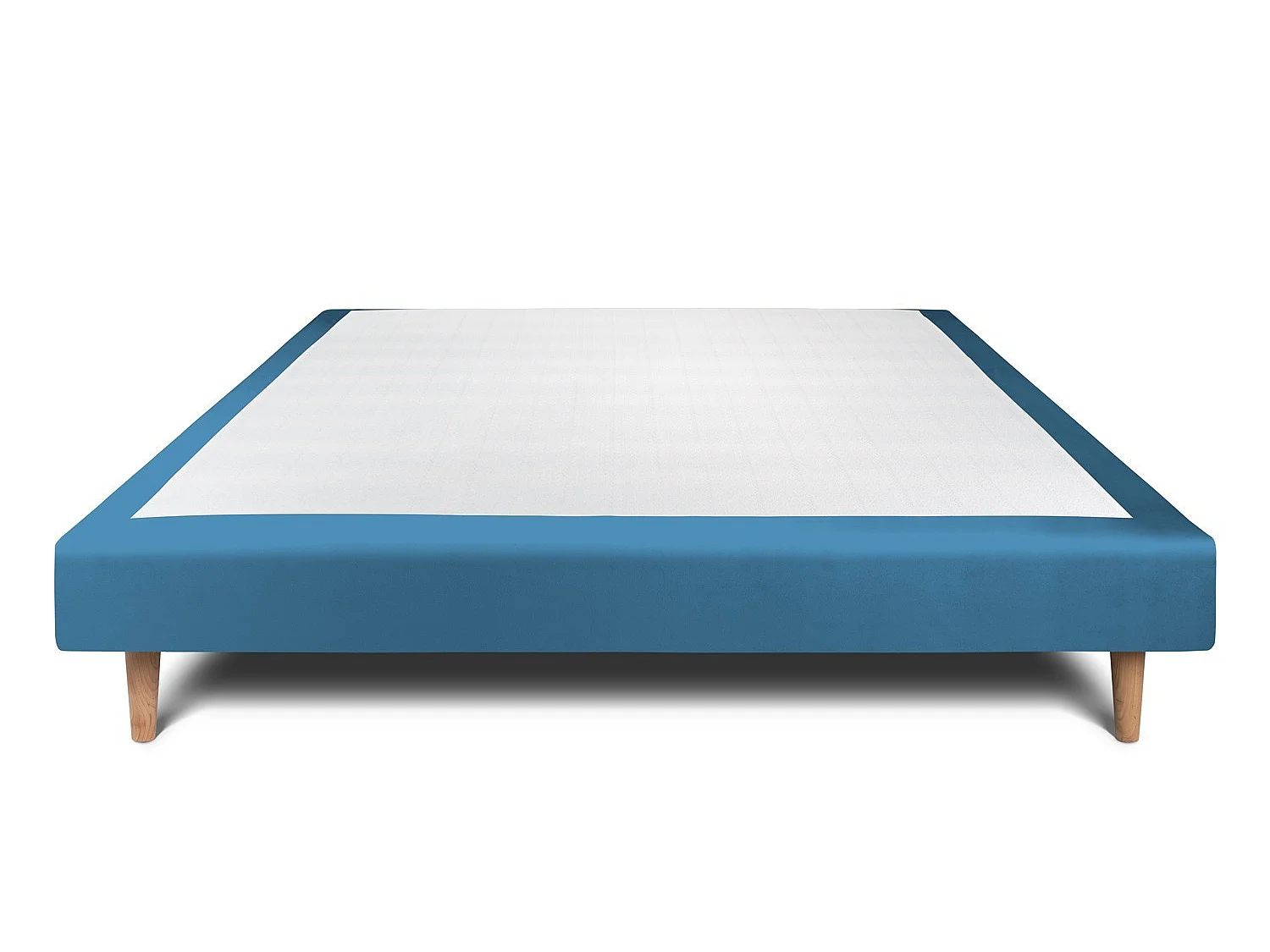 Sommier Tapissier Velours Bleu 160x200 H29cm
