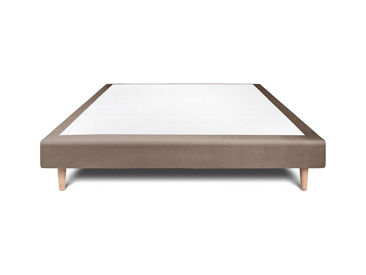 Sommier Tapissier Velours Taupe 140x190 H29cm