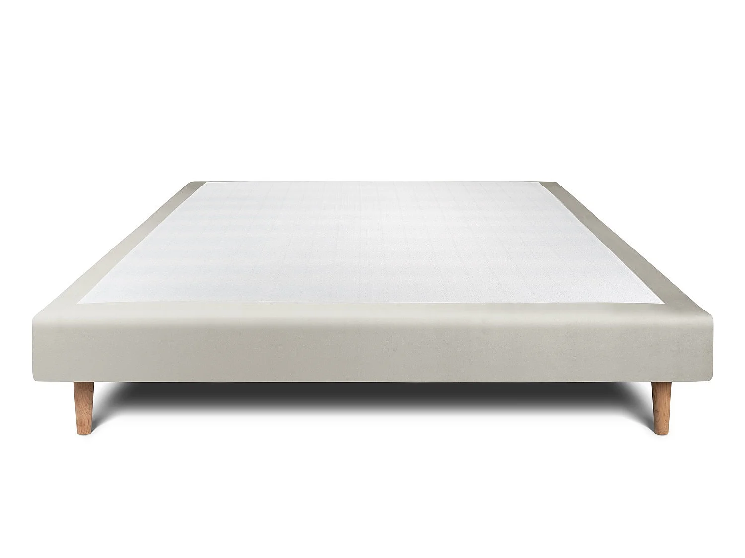 Sommier Tapissier Velours Taupe 140x190 H29cm