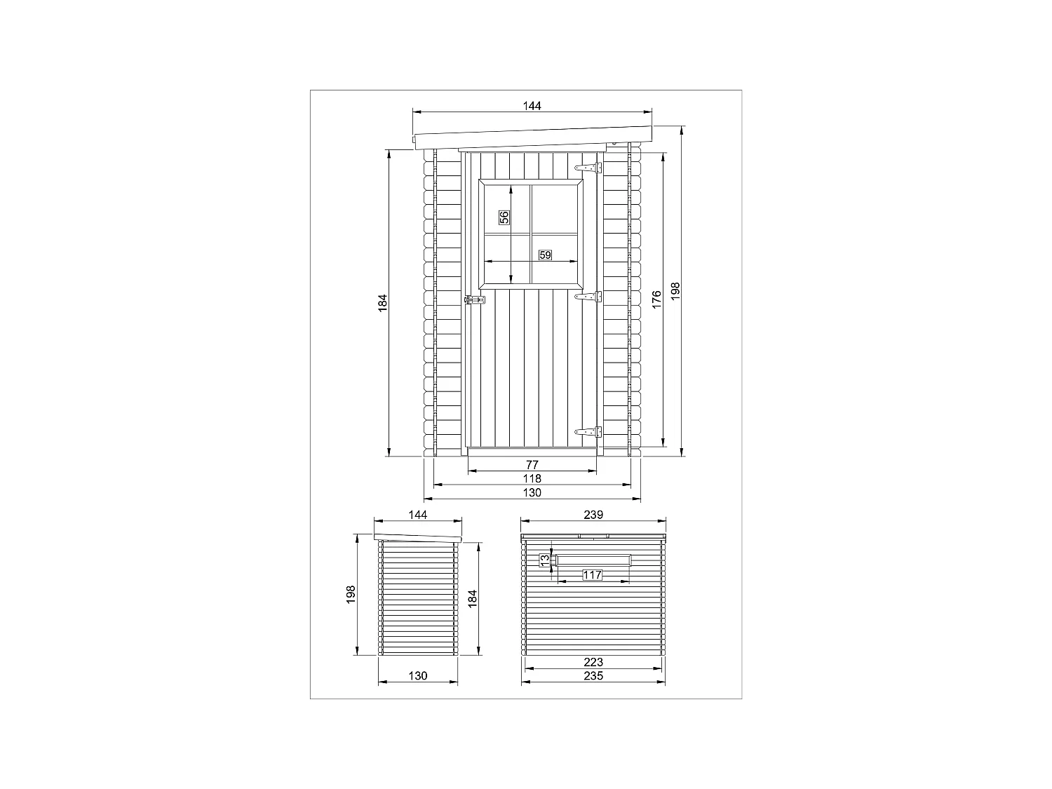 Casa de almacenamiento jardín 144x239x198 cm/2.63m2 - TIMBELA M306