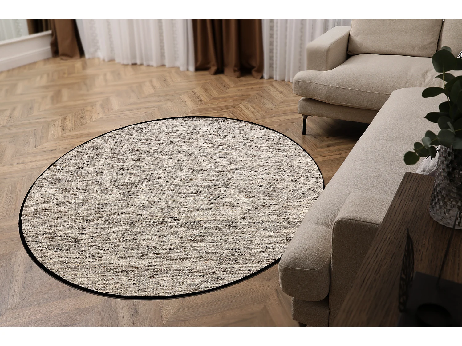 Tapis NEPAL 2100 cercle naturel grigio - laine, double face cercle 120 cm