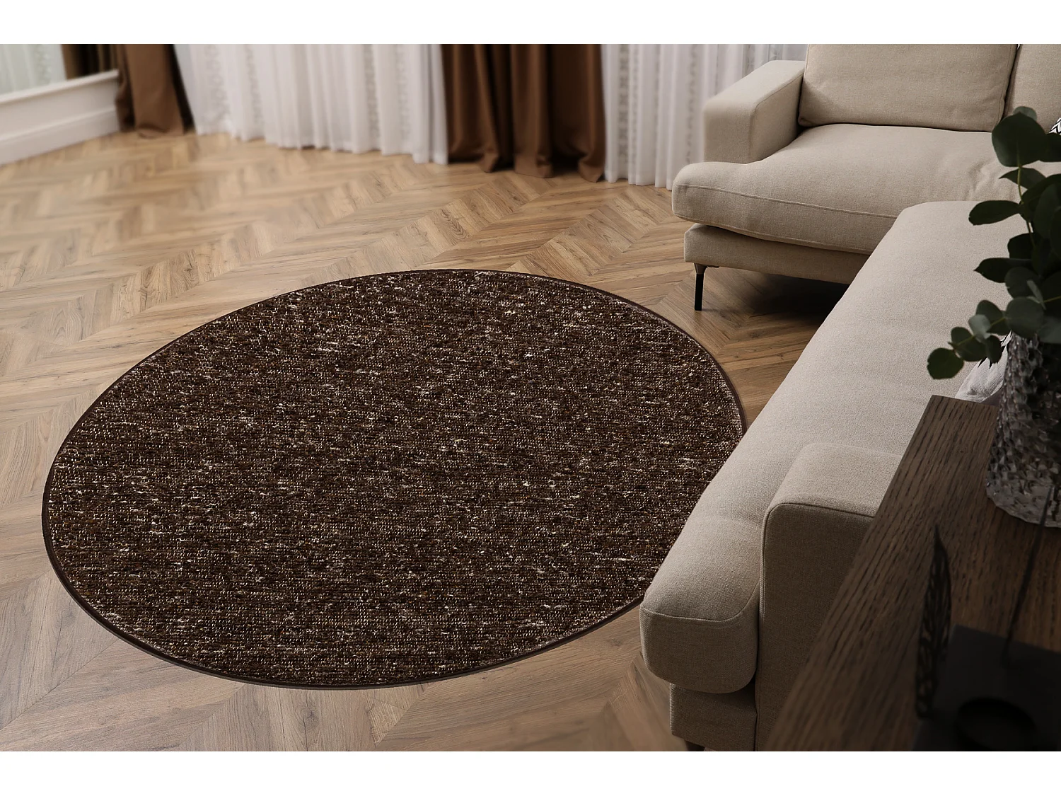 NEPAL 2100 cirkel tabac bruin tapijt - wollen, dubbelzijdig, natuurlij cercle 160 cm