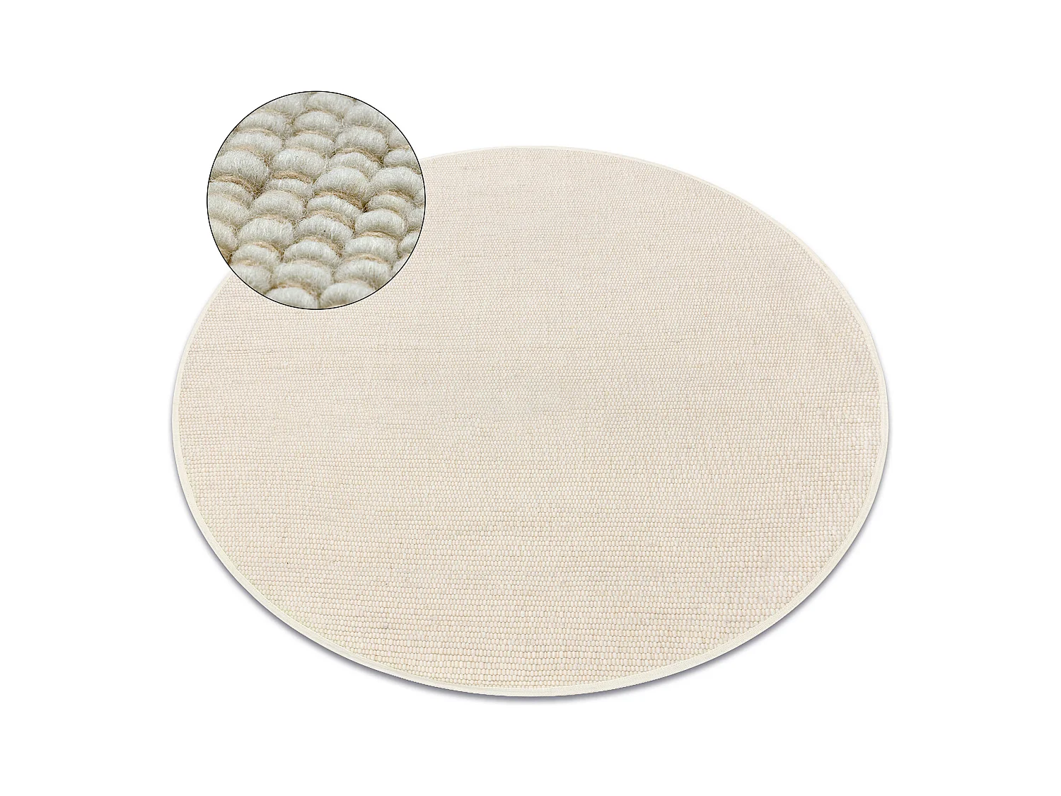 Tapis NEPAL 2100 cercle naturel, crème - laine, double face cercle 100 cm
