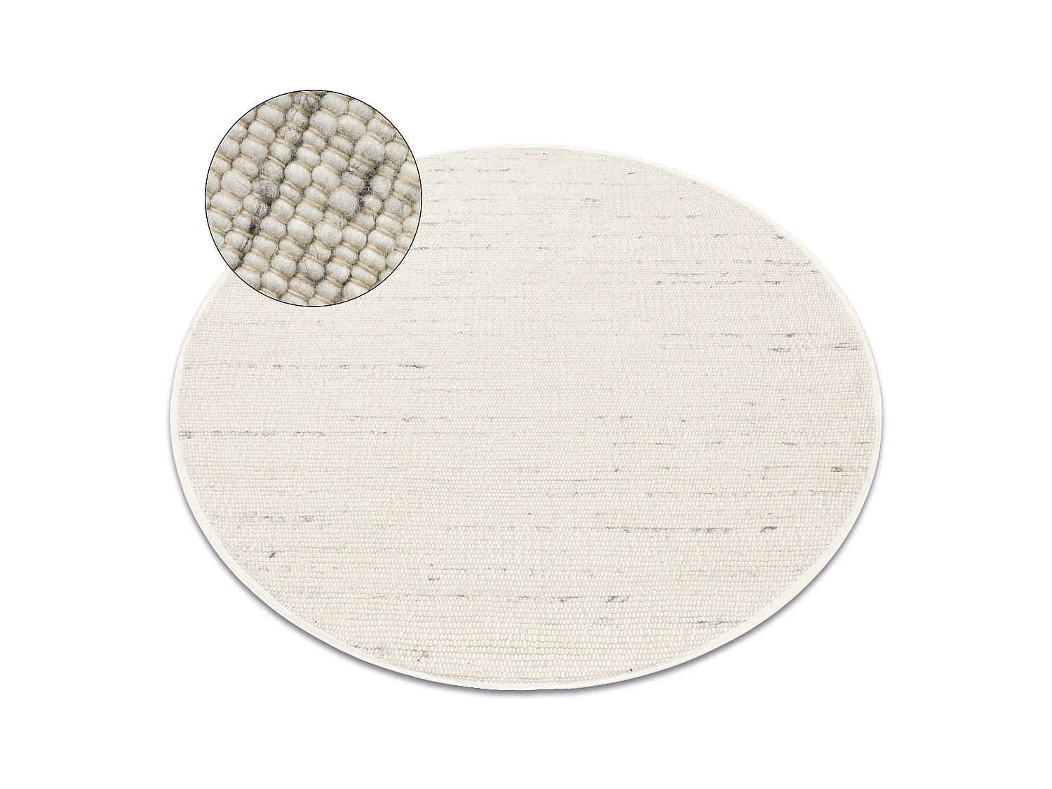 Tapis NEPAL 2100 cercle blancs / naturel grigio - laine, double face cercle 100 cm