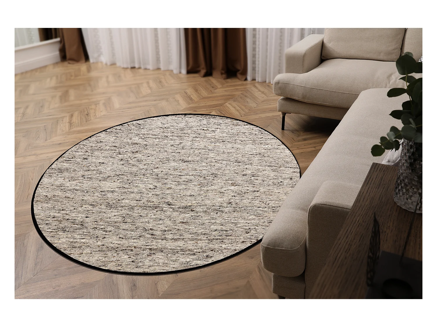 Tapis NEPAL 2100 cercle naturel grigio - laine, double face cercle 160 cm