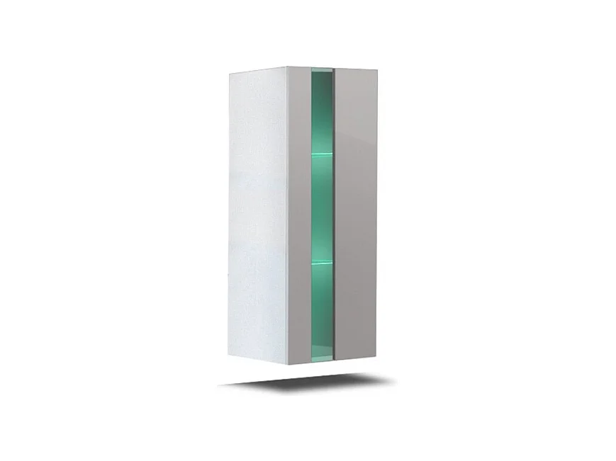 Witte woonkamermeubel collectie CEPTO 37x91cm, 1 deur met glas, 2 planken.