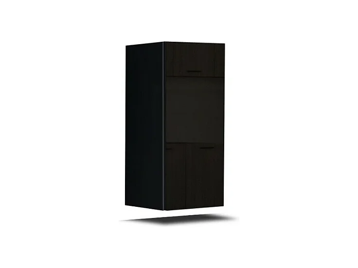 Meuble de salon suspendu CEPTO – Noir mat et brillant – 1 porte, 1 étagère – Design moderne