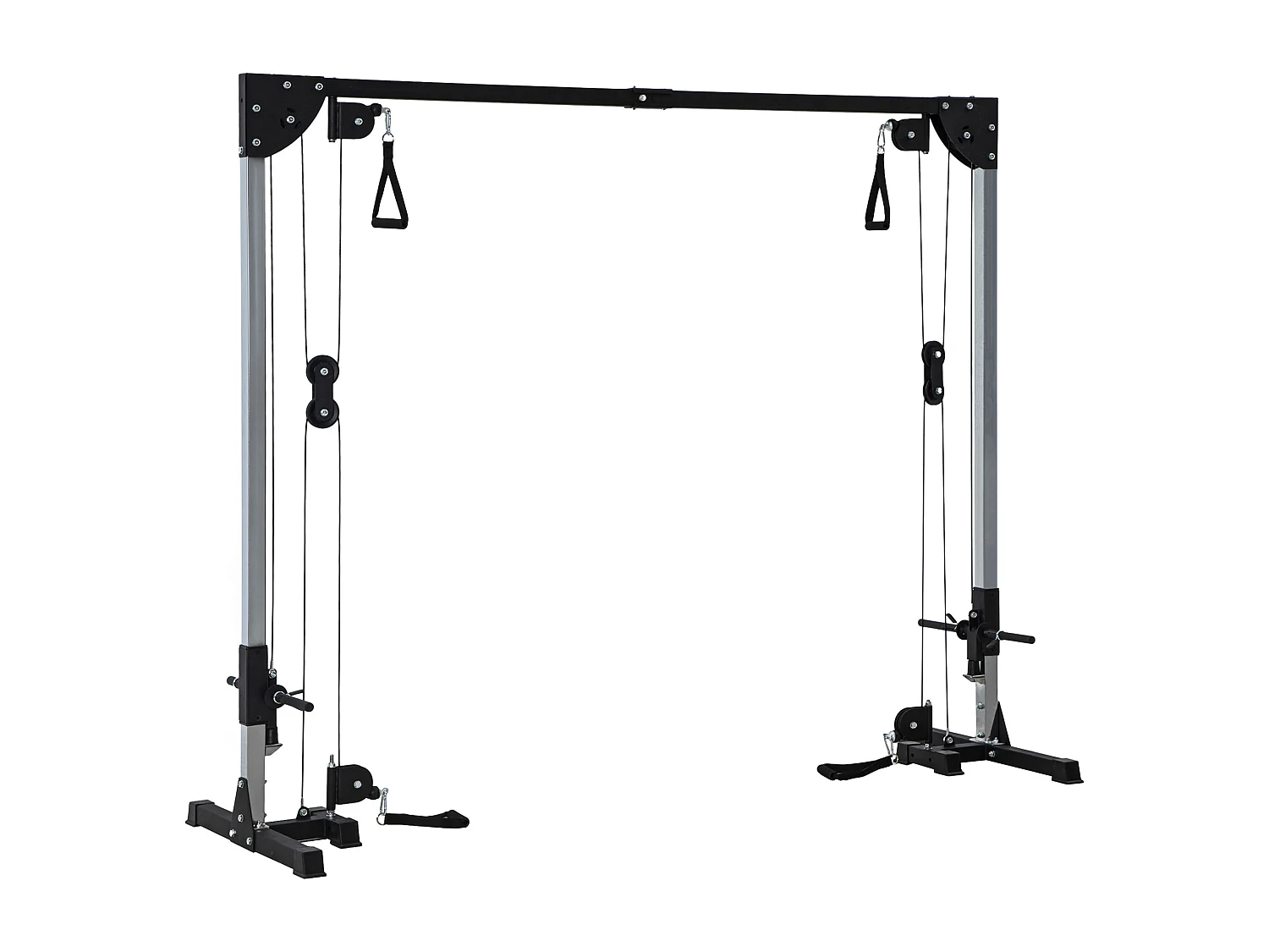 Appareil de musculation double poulie vis à vis crossover - charge libre avec haltère 2 x 50 Kg - acier gris noir