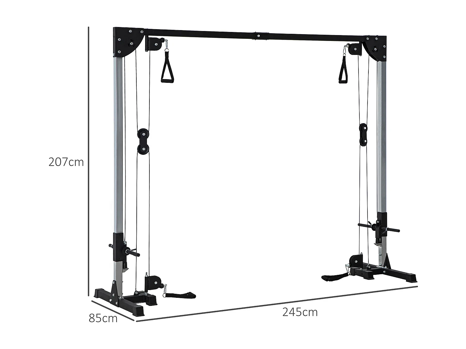 Appareil de musculation double poulie vis à vis crossover - charge libre avec haltère 2 x 50 Kg - acier gris noir