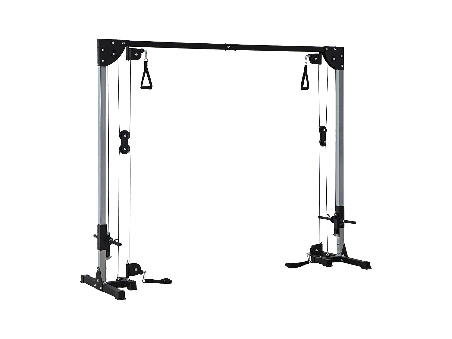 Appareil de musculation double poulie vis à vis crossover - charge libre avec haltère 2 x 50 Kg - acier gris noir