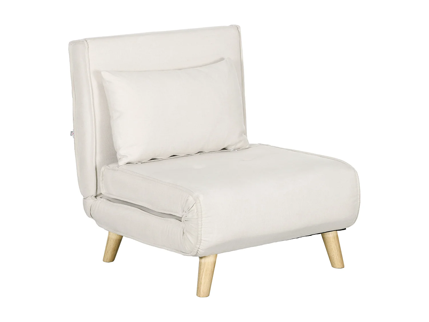 Fauteuil chauffeuse canapé-lit convertible 1 place - coussin inclus - style scandinave tissu beige clair