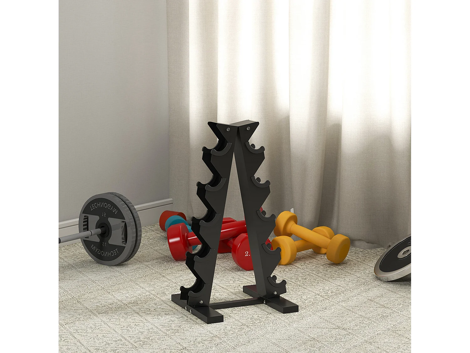Support d'haltères à 5 niveaux - support de stockage d'haltères - charge max. 100 Kg - acier noir