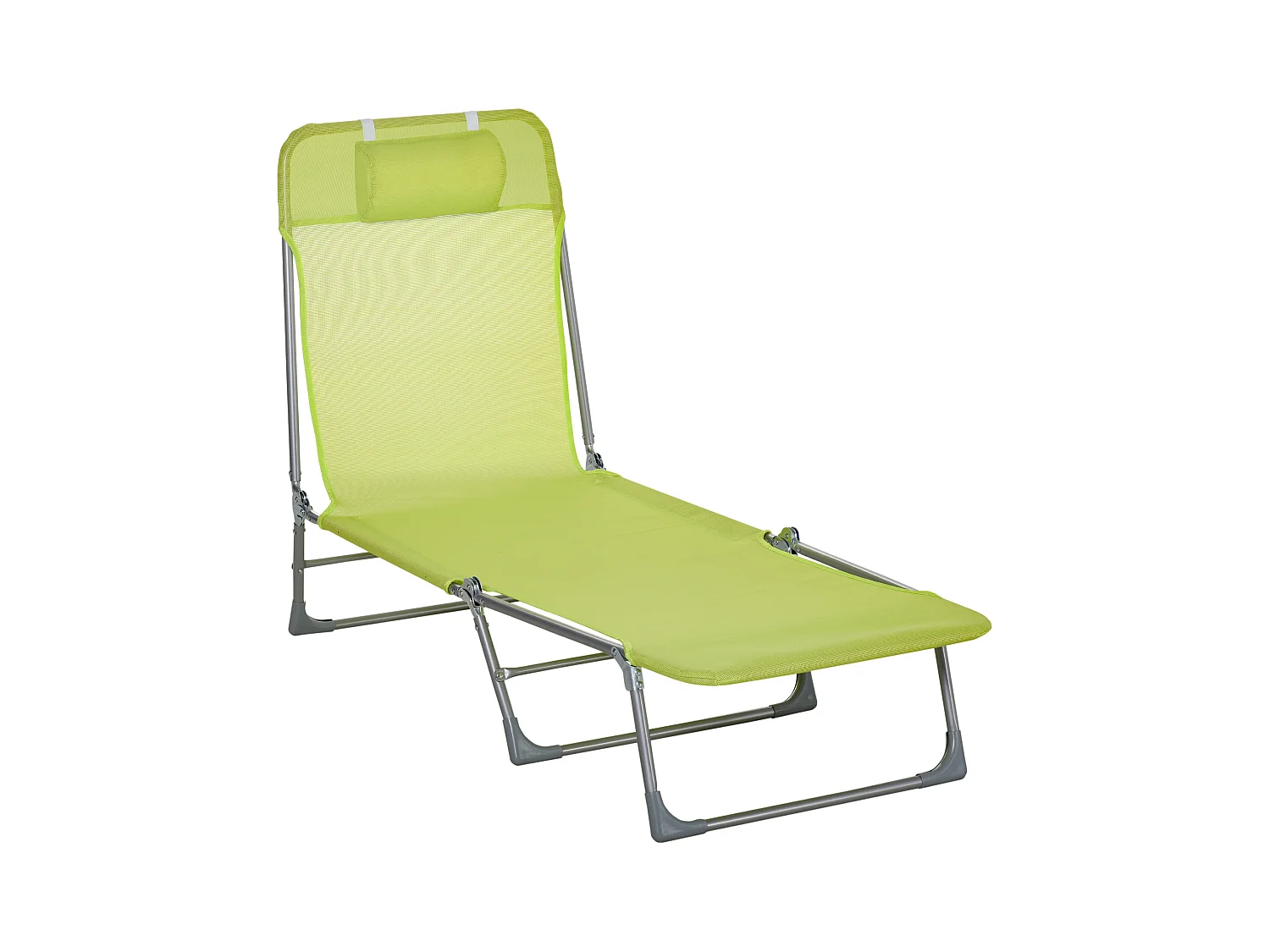 Bain de soleil transat pliable dossier réglable 5 positions acier teslin vert