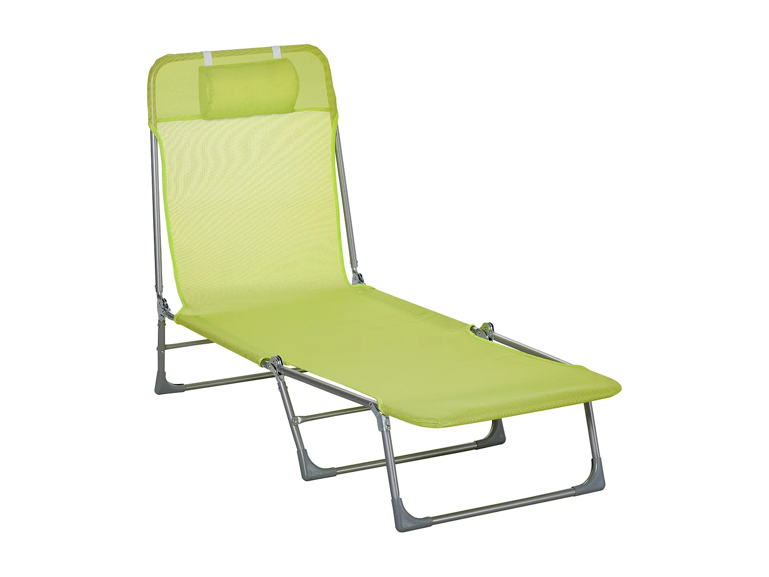 Bain de soleil transat pliable dossier réglable 5 positions acier teslin vert