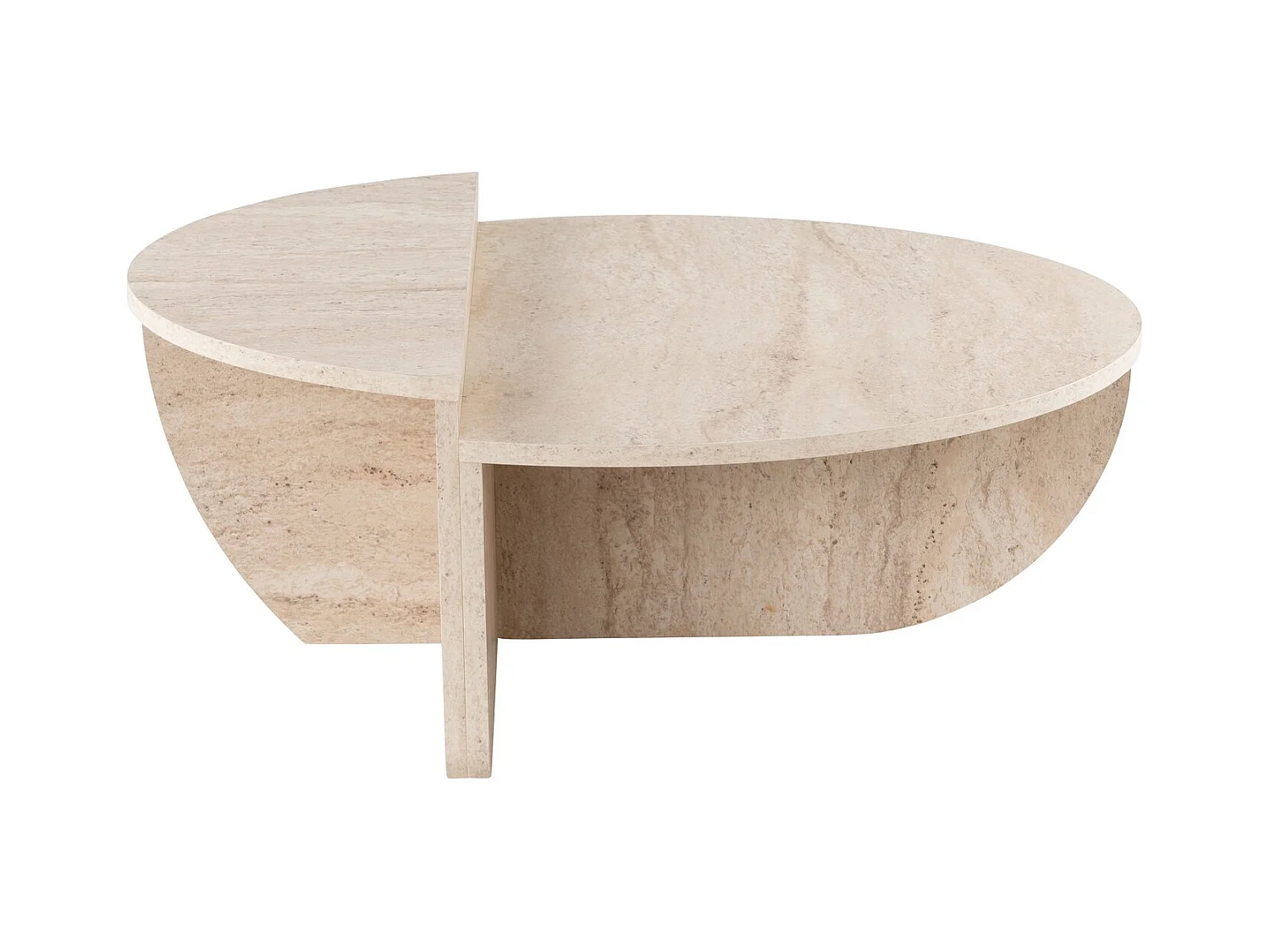 Couchtisch 2-teilig - Travertin-Optik - Beige- ALOEVA