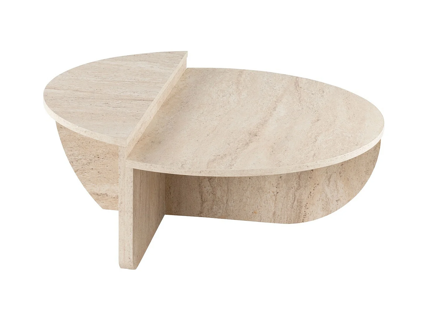 Couchtisch 2-teilig - Travertin-Optik - Beige- ALOEVA