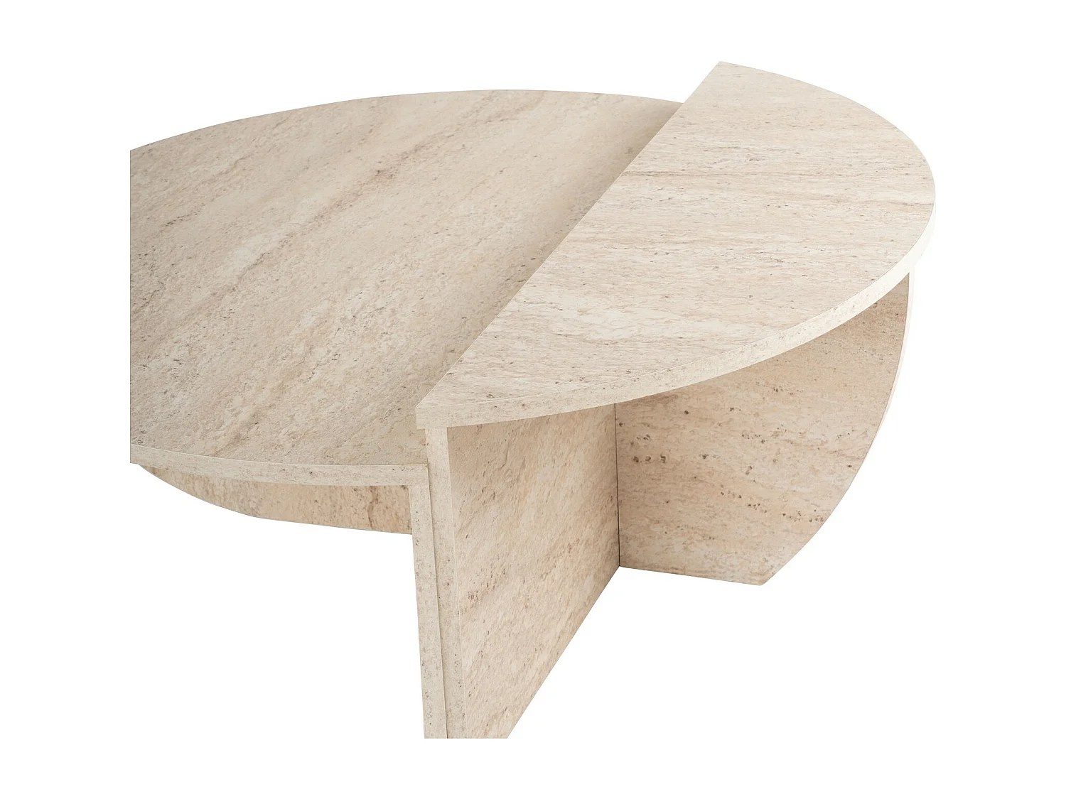 Lot de 2 tables basses - Effet travertin beige - ALOEVA