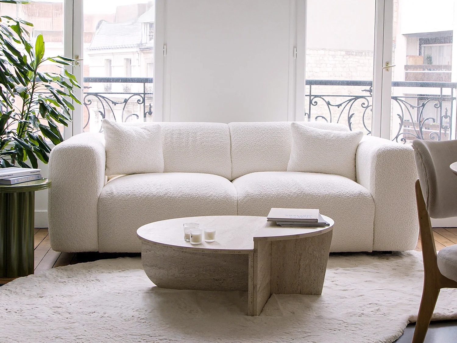 Lot de 2 tables basses - Effet travertin beige - ALOEVA