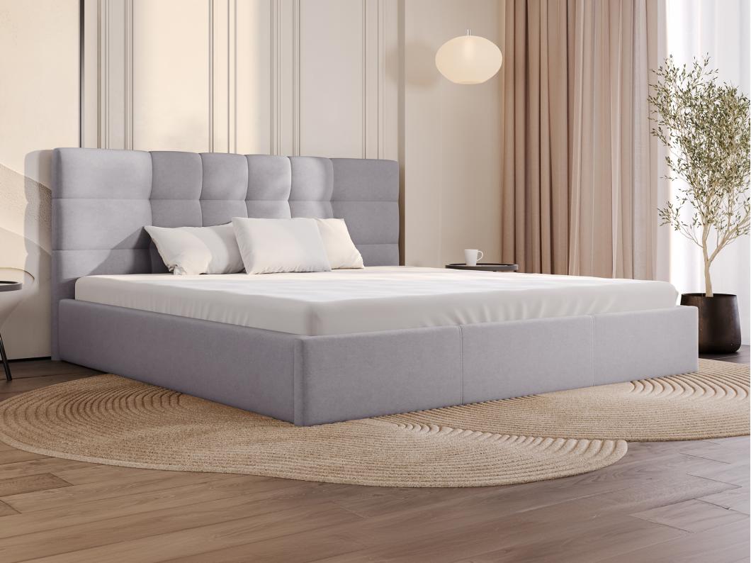 Lit coffre 200 x 200 cm - Tissu - Gris - ELIAVA de Pascal Morabito