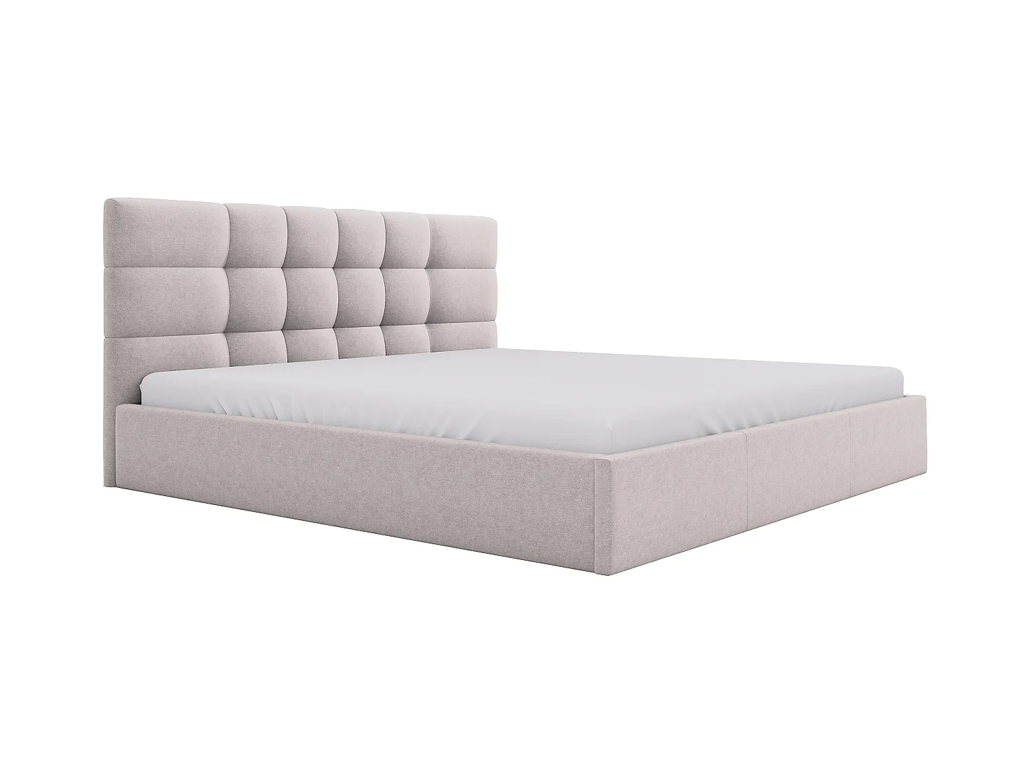 Oppbevaringsseng 200x200 cm i stoff beige ELIAVA av PASCAL MORABITO