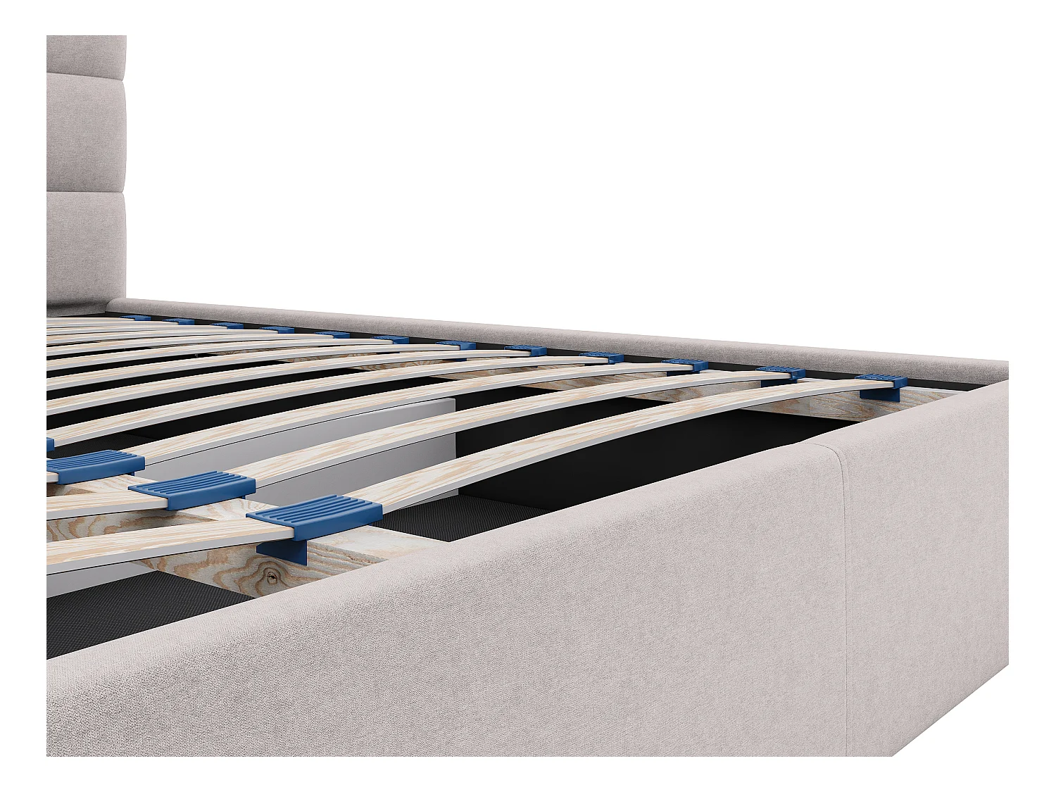 Oppbevaringsseng 200x200 cm i stoff beige ELIAVA av PASCAL MORABITO