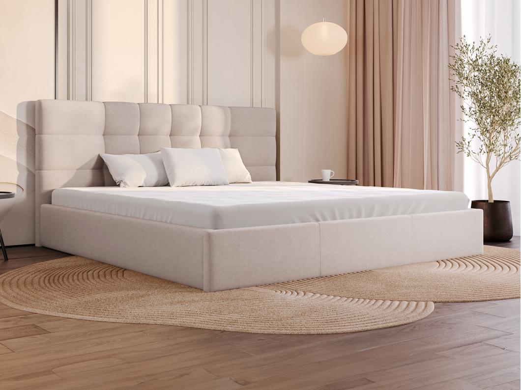 Bett mit Bettkasten - 200 x 200 cm - Stoff - Beige - ELIAVA von Pascal Morabito