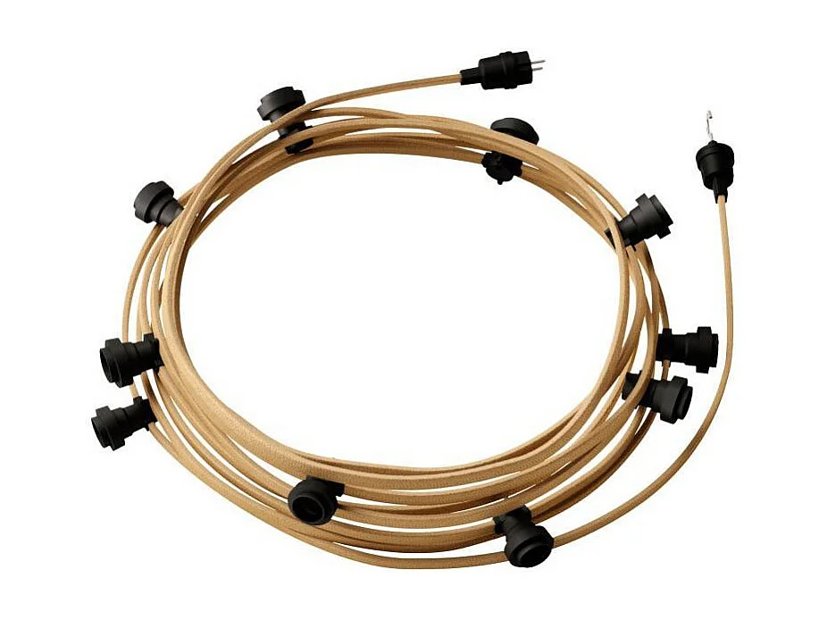 TechBrey Guirnalda Exterior Lumet System 12.5m con 10 Portalámparas E27 Negro Creative-Cables CATE27N125