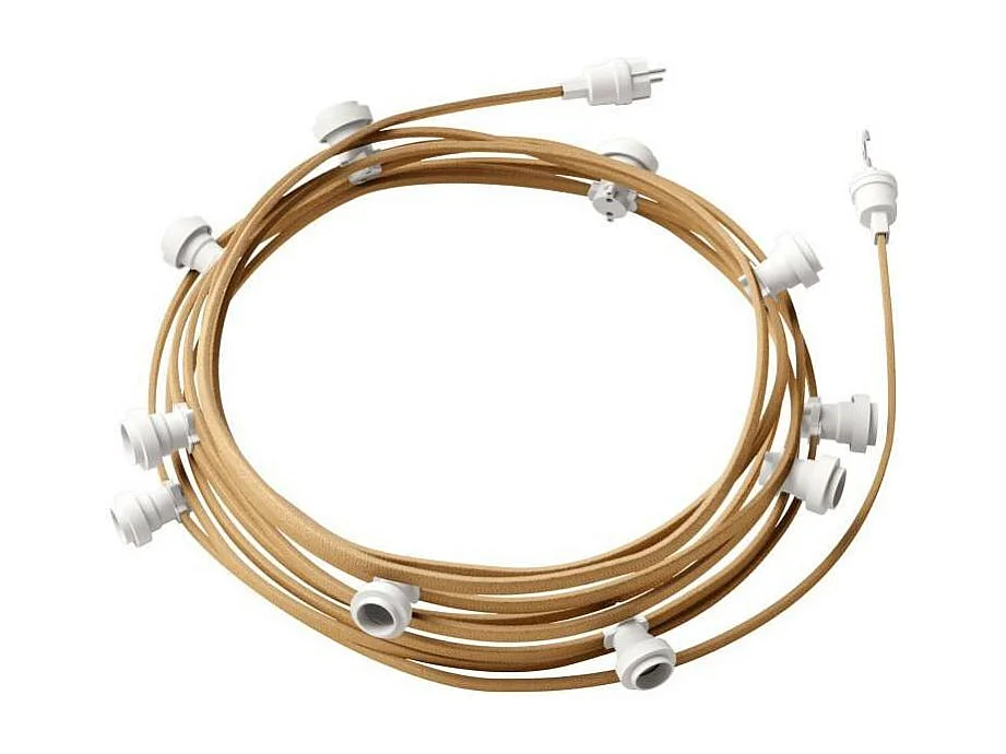 Ghirlanda da Esterni Lumet System 12.5m con 10 Portalampade E27 Bianco CATE27B125 CREATIVE-CABLES Beige