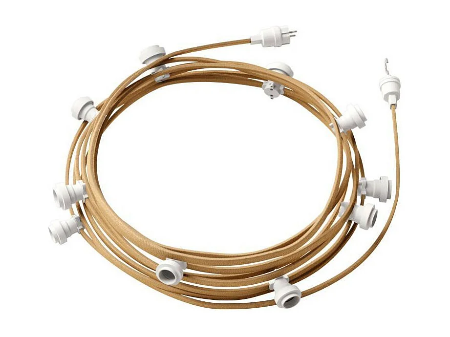 Ghirlanda da Esterni Lumet System 12.5m con 10 Portalampade E27 Bianco CATE27B125 CREATIVE-CABLES Beige