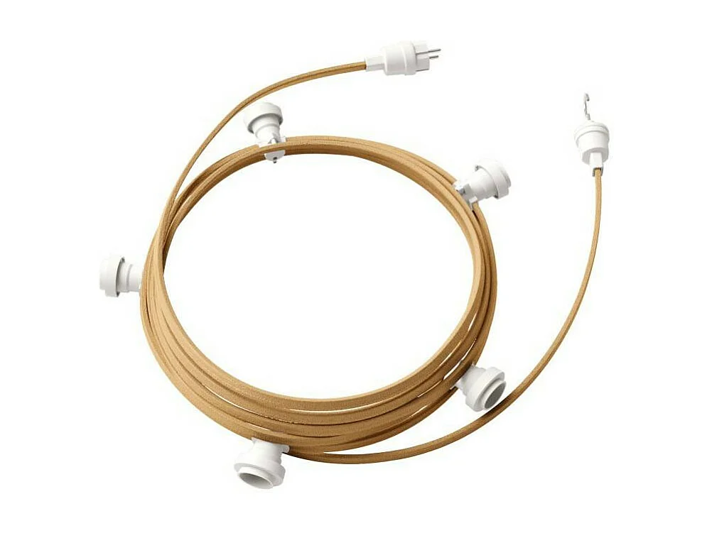 TechBrey Guirnalda Exterior Lumet System 7.5m con 5 Portalámparas E27 Blanco Creative-Cables CATE27B075