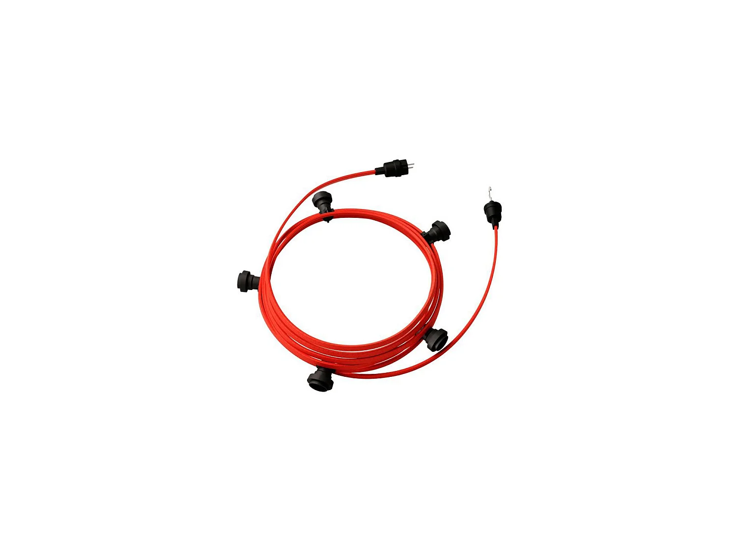 Ghirlanda da Esterni Lumet System 7.5m con 5 Portalampade E27 Nero CATE27N075 CREATIVE-CABLES Rosso
