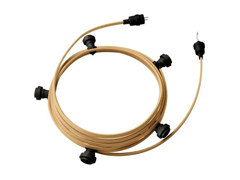 TechBrey Guirnalda Exterior Lumet System 7.5m con 5 Portalámparas E27 Negro Creative-Cables CATE27N075
