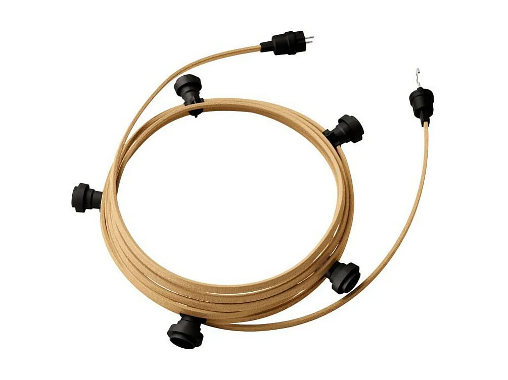 TechBrey Guirnalda Exterior Lumet System 7.5m con 5 Portalámparas E27 Negro Creative-Cables CATE27N075