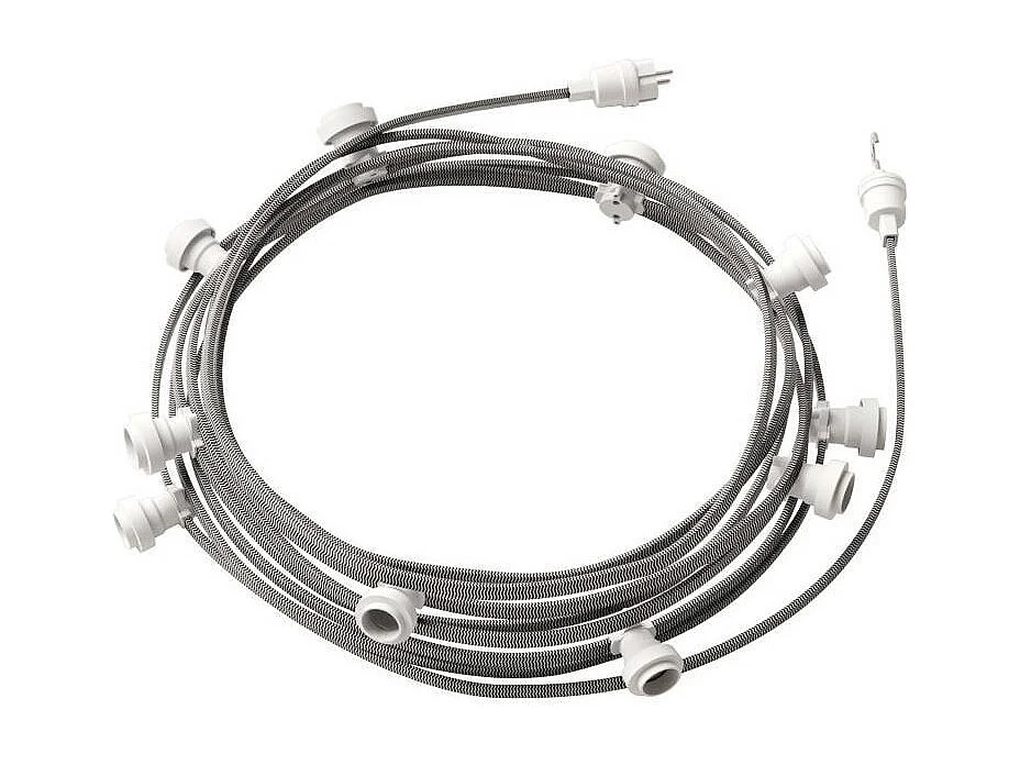 TechBrey Guirnalda Exterior Lumet System 12.5m con 10 Portalámparas E27 Blanco Creative-Cables CATE27B125