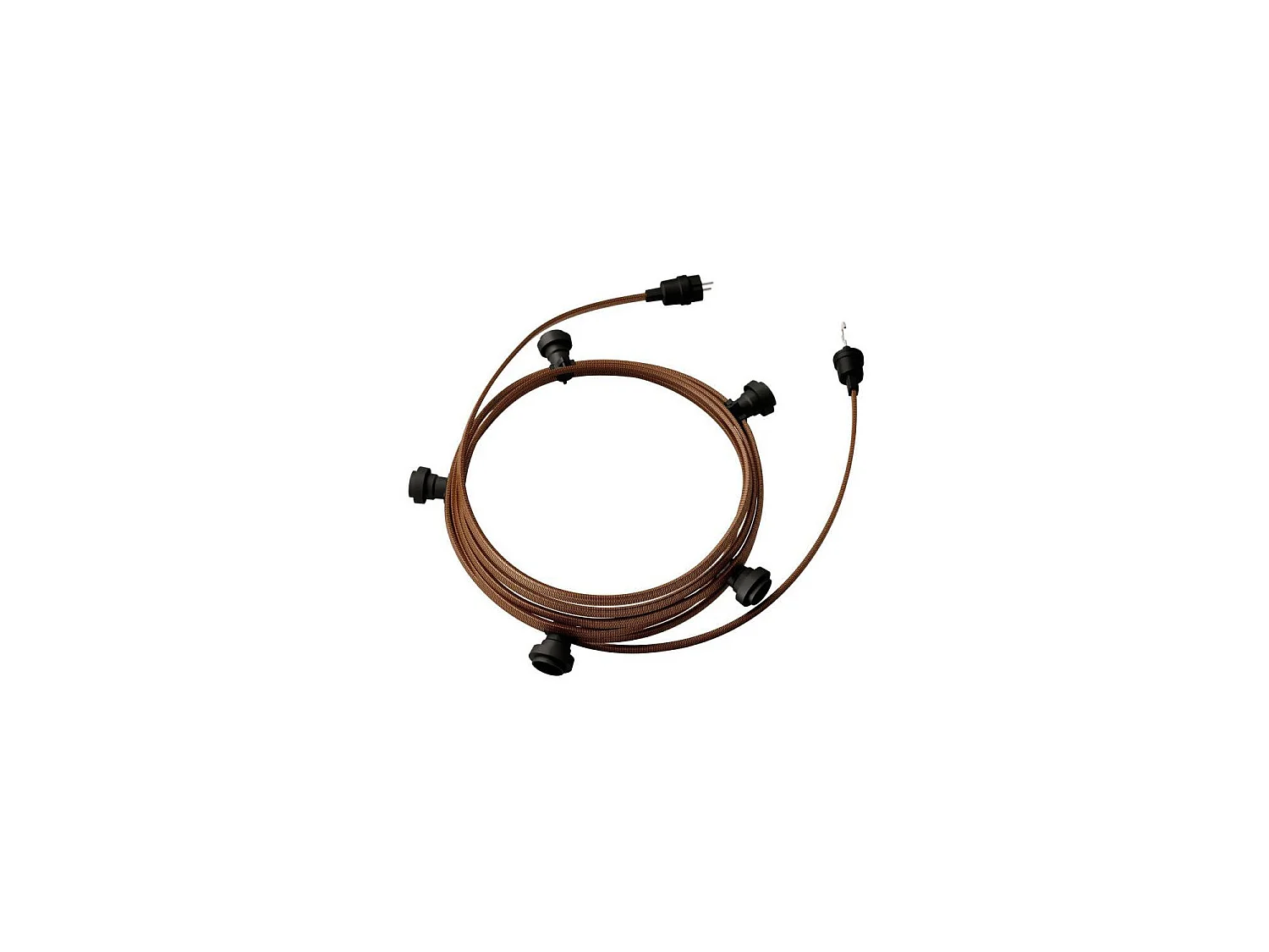 Ghirlanda da Esterni Lumet System 7.5m con 5 Portalampade E27 Nero CATE27N075 CREATIVE-CABLES Marrone