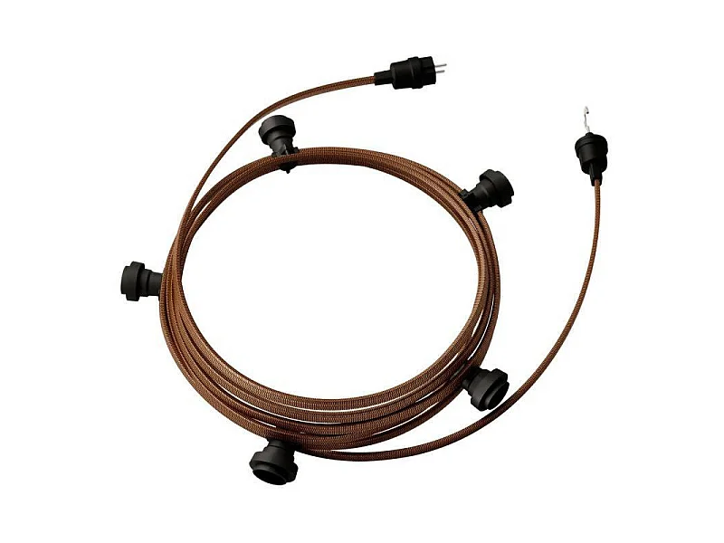 Ghirlanda da Esterni Lumet System 7.5m con 5 Portalampade E27 Nero CATE27N075 CREATIVE-CABLES Marrone
