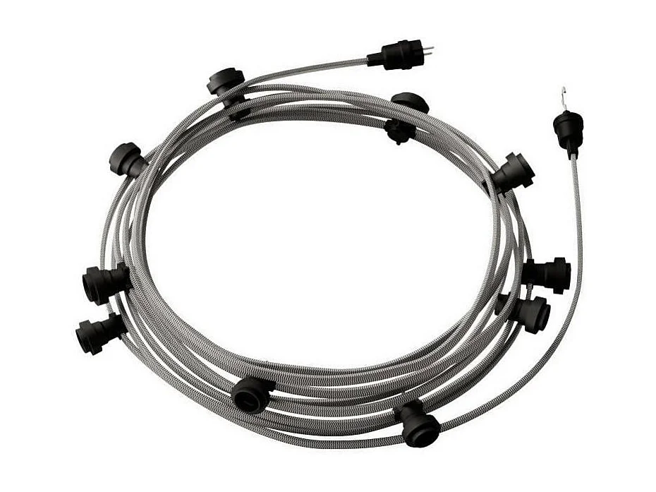 TechBrey Guirnalda Exterior Lumet System 12.5m con 10 Portalámparas E27 Negro Creative-Cables CATE27N125