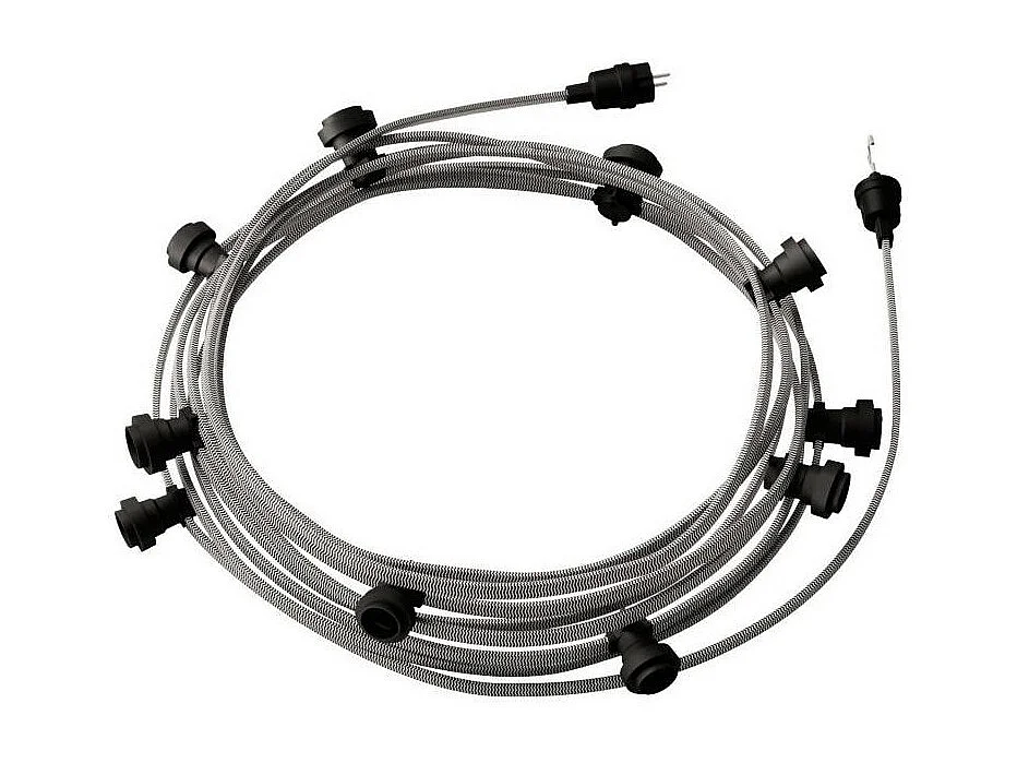 TechBrey Guirnalda Exterior Lumet System 12.5m con 10 Portalámparas E27 Negro Creative-Cables CATE27N125